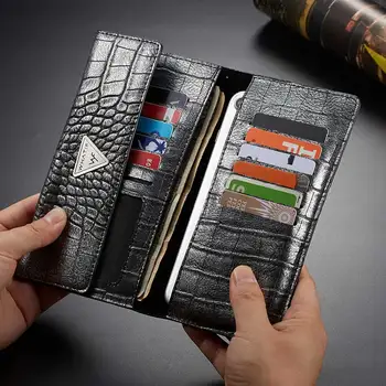 

6.5 inch Universal Crocodile Leather Wallet Case For iPhone 11 Pro Max 8 7 Plus Pouch Cases For Samsung Galaxy Note 10 S10 Plus