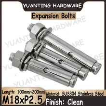 

1Piece M18x100mm-200mm SUS304 Stainless Steel Wedge Anchor Expansion Bolt Built-in Expansion Screw with Washers and Nuts
