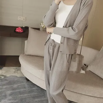 

Women Sweater And Trousers Set Pants Knitted Casual Tracksuit Pant Suits Fashion 2 Piece Set Women Clothes 2019 Women Outfits
