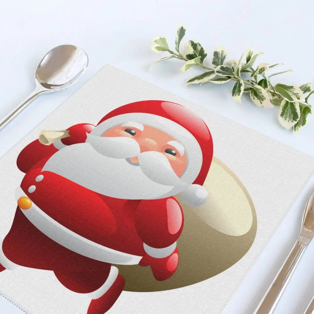 Столовые приборы для обеденного стола CoastersSanta Clause рождественские индивидуальные полиэфирные чашки кофе настольные коврики для кухни 6 шт. домашний декор