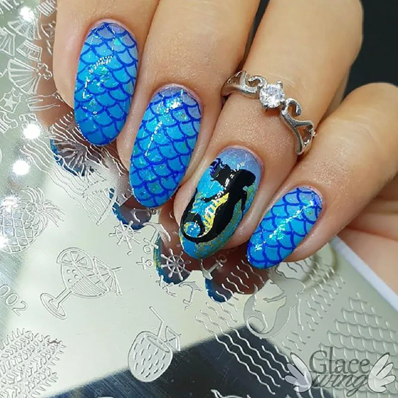 BeautyBigBang пластина для стемпинга ногтей винтажная морская Русалка геометрические