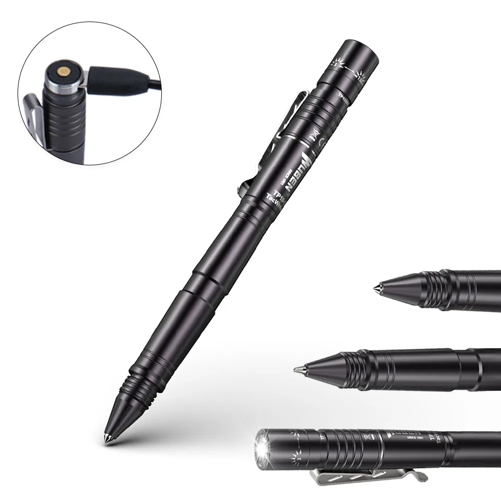 WUBEN Tactical LED Penlight USB Rechargeable Pen Flashlight 130 Lumens IP68 Waterproof Ballpoint Pen with Flashlight