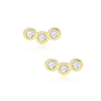 

LOZRUNVE Unique Trendy 2020 Design Bezel 3 CZ Stone Bar Stud Earring