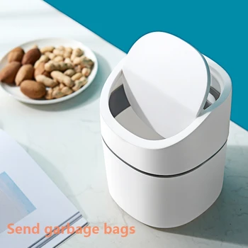 

Mini Desktop Waste Bin Home Desktop Garbage with Lid Plastic Office Supplies Small Car Trash Can Barrel Pressure Dustbin box