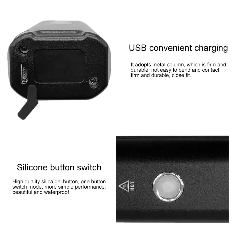 Водонепроницаемый передний велосипедный светильник USB Перезаряжаемый велосипедный светильник-вспышка 3 режима велосипедный головной светильник с сигнаПредупреждение безопасности задний светильник