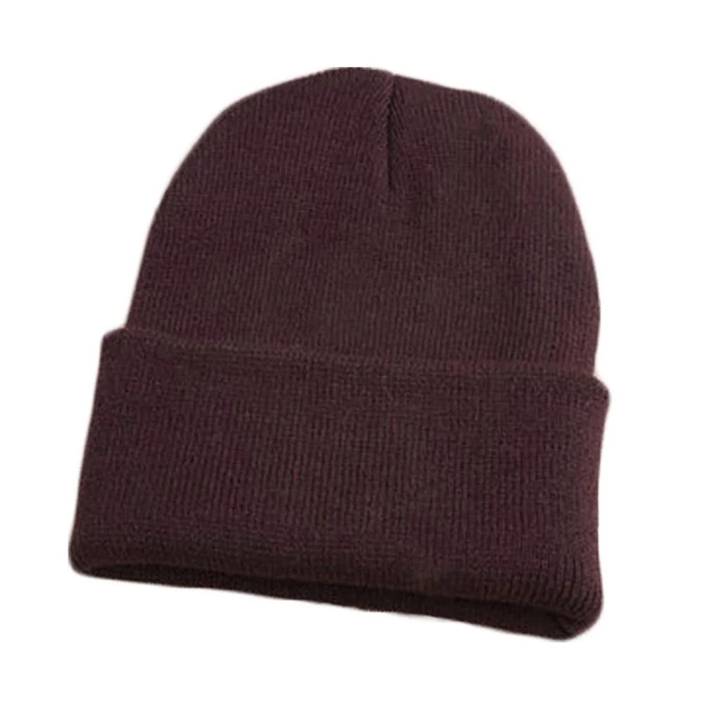 Одноцветные шапки-унисекс, зимние шапки из смешанной шерсти, мягкие теплые трикотажные шапки, лыжная шапочка, эластичная хлопковая красная черная плотная теплая шапка