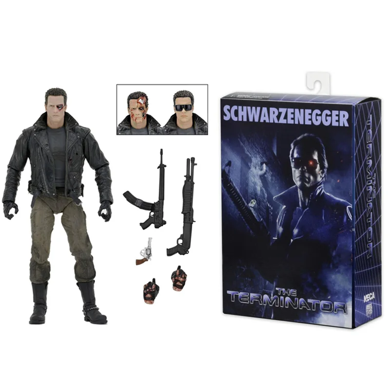 NECA 7" Three heads The Terminator Arnold Schwarzenegger T-800 Action Figure toy 