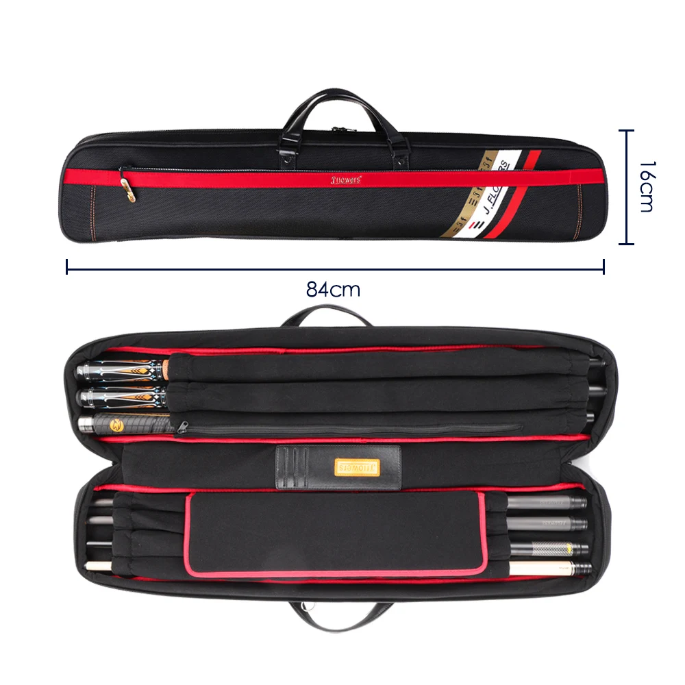 JF J flowers Billiard Case 7 Holes 3 Butts 4 Shafts Large Capacity