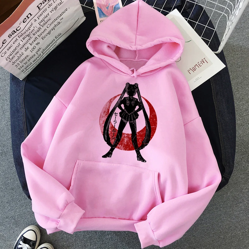 Сейлор Мун каваи аниме Harajuku Толстовка для женщин Ullzang милый кот мультфильм корейский стиль толстовка 90s Модный Графический Hoody женский