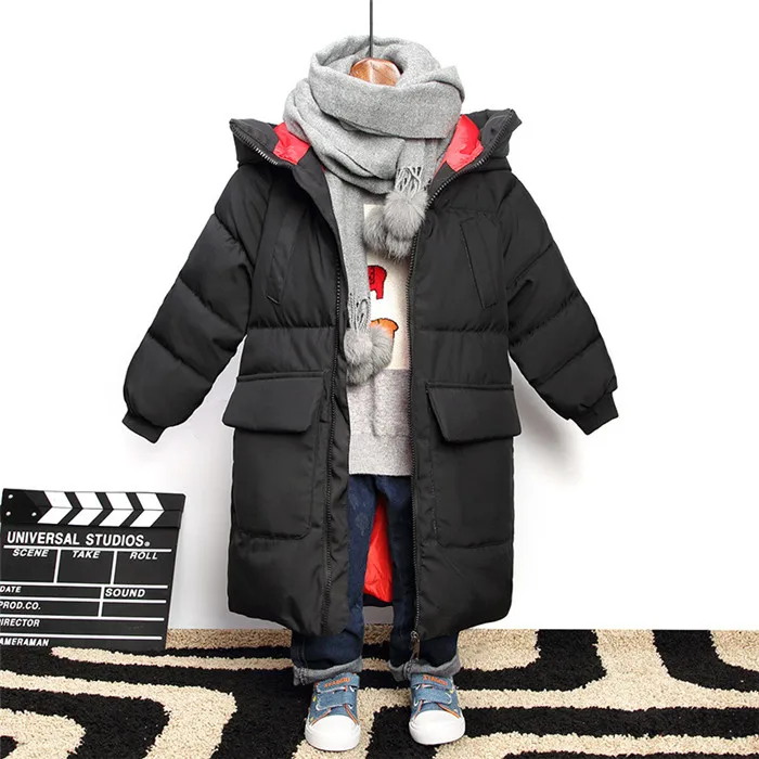 Scsech/зимнее пуховое хлопковое пальто; детские куртки с рисунком; теплая верхняя одежда для мальчиков и девочек; зимний комбинезон с капюшоном; WJ07 - Цвет: Черный