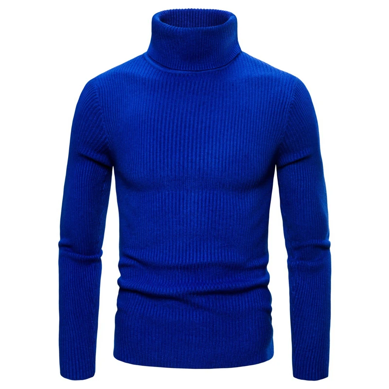 Royal Blue Королевские синие водолазки, мужские свитера осень зима с высоким воротом толстые теплые свитера мужские s двойной воротник Slim Fit Sueter Hombre - Цвет: Royal Blue