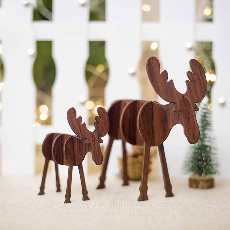DIY деревянный орнамент с оленями украшения для рождества детские подарки для дома, баров торговых центров праздничный кулон