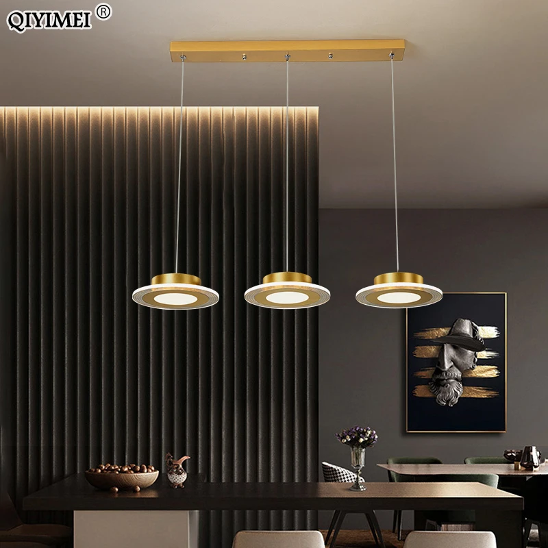 

Golden LED Pendant Lights For Dining Kitchen Room Remote Control Hanging Lamp Indoor Lighting Fixture Luminaire Lamparas Abajur