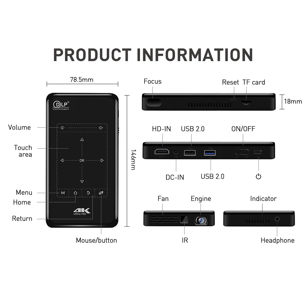 Dlp-フルHDプロジェクター,Android P09-II,ddr4,2GB,32GB,4k,wifi,bt4.2,4000maバッテリー,ビデオ,ホームシアター,9.0 - AliExpress 家電製品