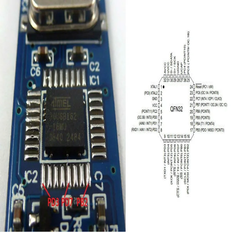 TB347 USB162 AVR USB ключ макетная плата замена ATMEGA32U2 MCU игра DFU флип