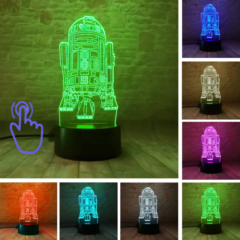 Звездные войны Дарт Вейдер фигура 3D иллюзия светодиодный светильник Красочный ночник светится в темноте ночь Дарт Вейдер Маска Модель игрушки - Цвет: Touch Switch