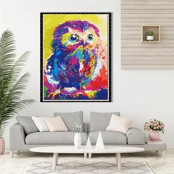 

Owl DIY Oil Painting by Numbers Canvas Picture Acrylic Canvas Painting Drawing by Numbers Coloring Numbers Animal Wall Art Décor