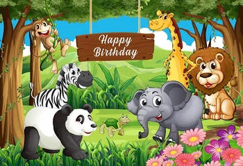 

Animal Forest Theme Birthday Party Banner Background Decor Baby Shower Kid Photo Backdrop Photo Studio Prop