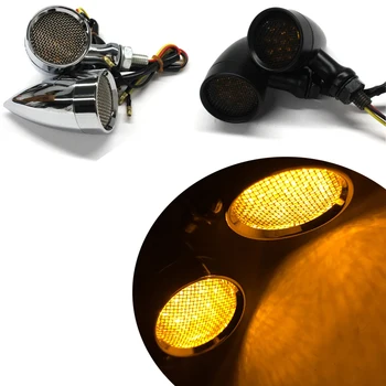 

Retro Bullet Grid Motorcycle Turn Signal Light LED Brake Light Metal Shell Blinker Flashers for Harley Honda Yamaha Ducati April