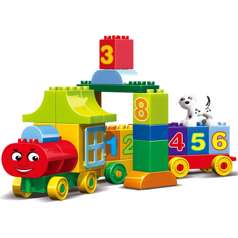 50 шт. большой размер Цифры поезд строительные блоки количество кирпичи Обучающие Развивающие детские городские игрушки совместимы с Duplos для детей