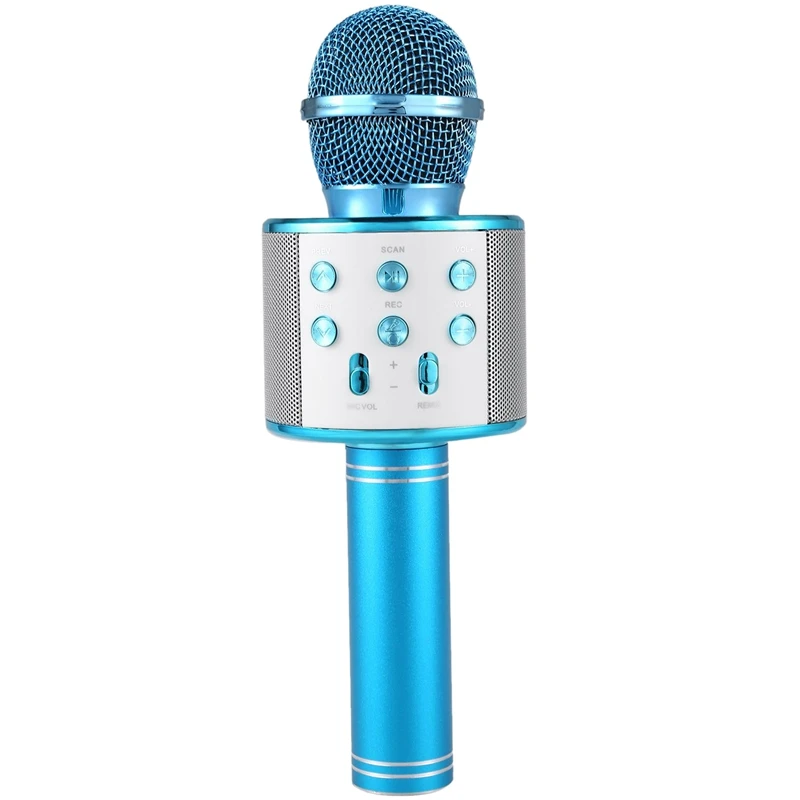 Blue Беспроводной караоке микрофон Портативный Bluetooth мини домашний KTV для воспроизведения музыки и пения динамик плеер селфи телефон ПК - Цвет: Blue