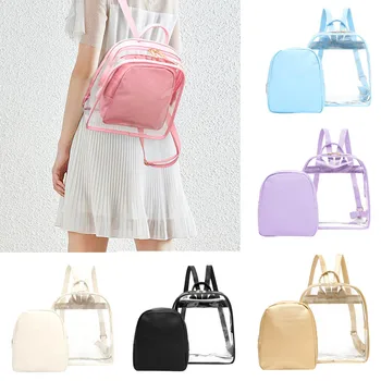 

Fashionwomen's Clear Plastic See Through Security Transparent Backpack Bag Travel Bag sac à dos mochila рюкзак Mochila de gran c