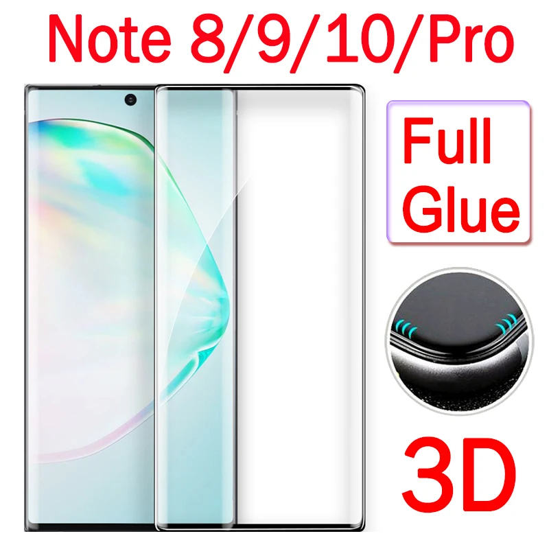 Полный клей Note9 Защитное стекло для samsung Note 10 Pro 8 9 3D протектор экрана на Galaxy Note10 Plus
