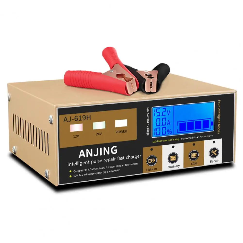 Professional Car Battery Charger Large Screen 3-Function Battery Maintainer 12V 24V Motorcycle Storage Charger for Car