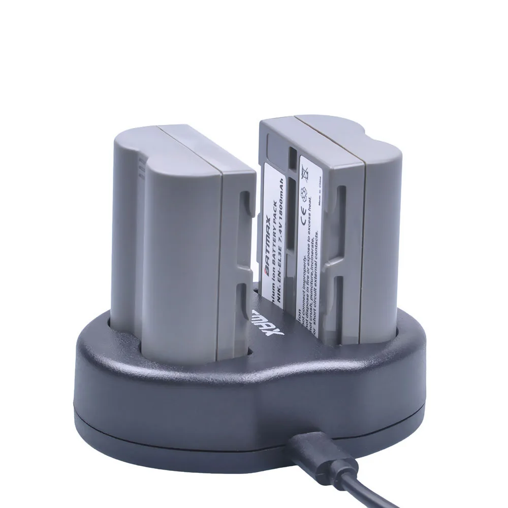 Batmax 2 шт. EN-EL3E RU EL3e батарея+ USB Dual Зарядное устройство для Nikon ENEL3e D300S D300 D100 D200 D700 D70S D80 D90 D50 MH-18A