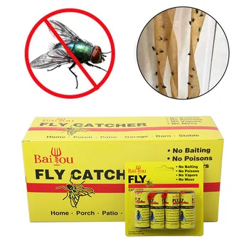 

Newly 4/8/12/16Pcs Fly Sticky Paper Strip Strong Glue Flying Insect Bug Mosquitos Catcher Roll Tape VA88