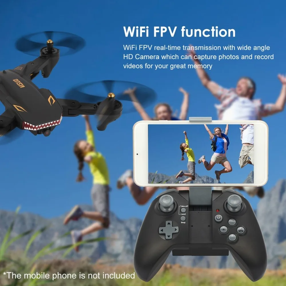 VISUO Дрон на ру игрушки с Wi-Fi FPV широкоугольный 720P камера удержание высоты складной Безголовый режим один ключ возврат rc Квадрокоптер