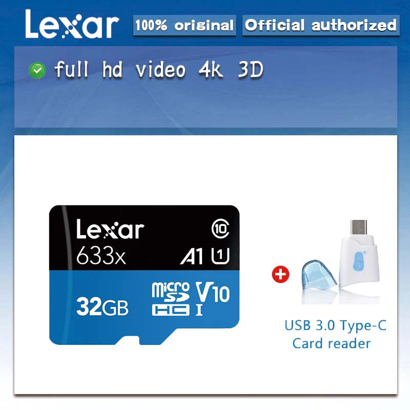 Оригинальный Lexar Micro SD карты Class10 TF card16gb 32 Гб 64 128 ГБ 95 МБ/с. слот для карт памяти