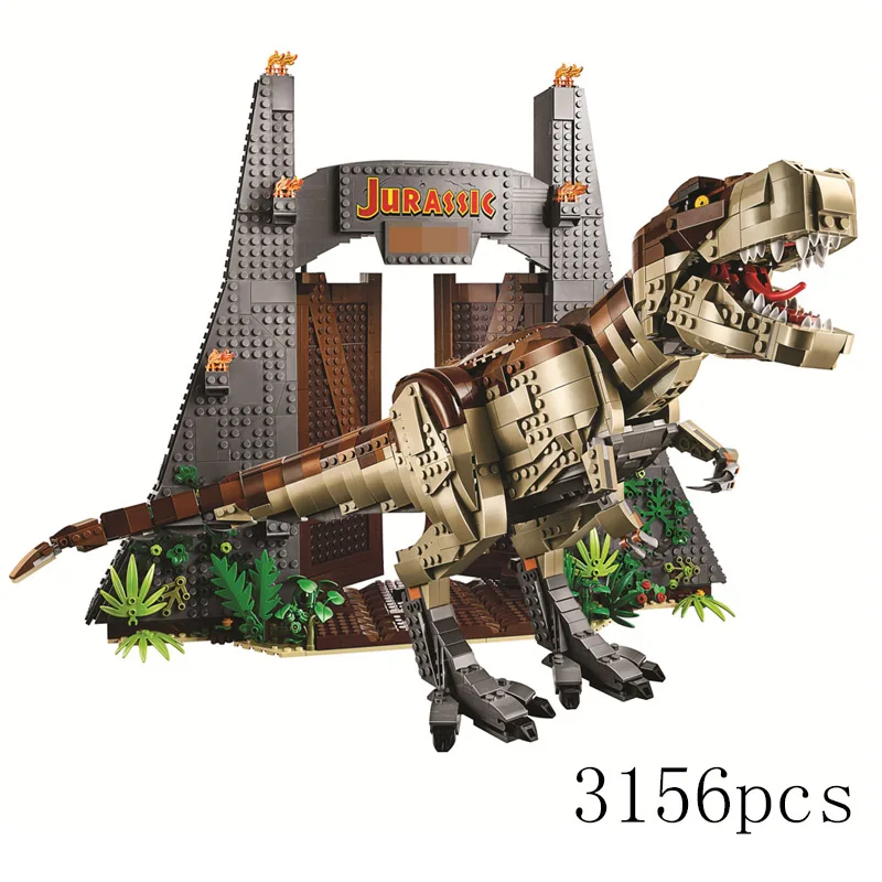 

2019 New Jurassic World T.REX RAMPAGE Building Blocks 2 Dinosaur Figures Bricks Compatible Legoinglys 75936 Toys for Children