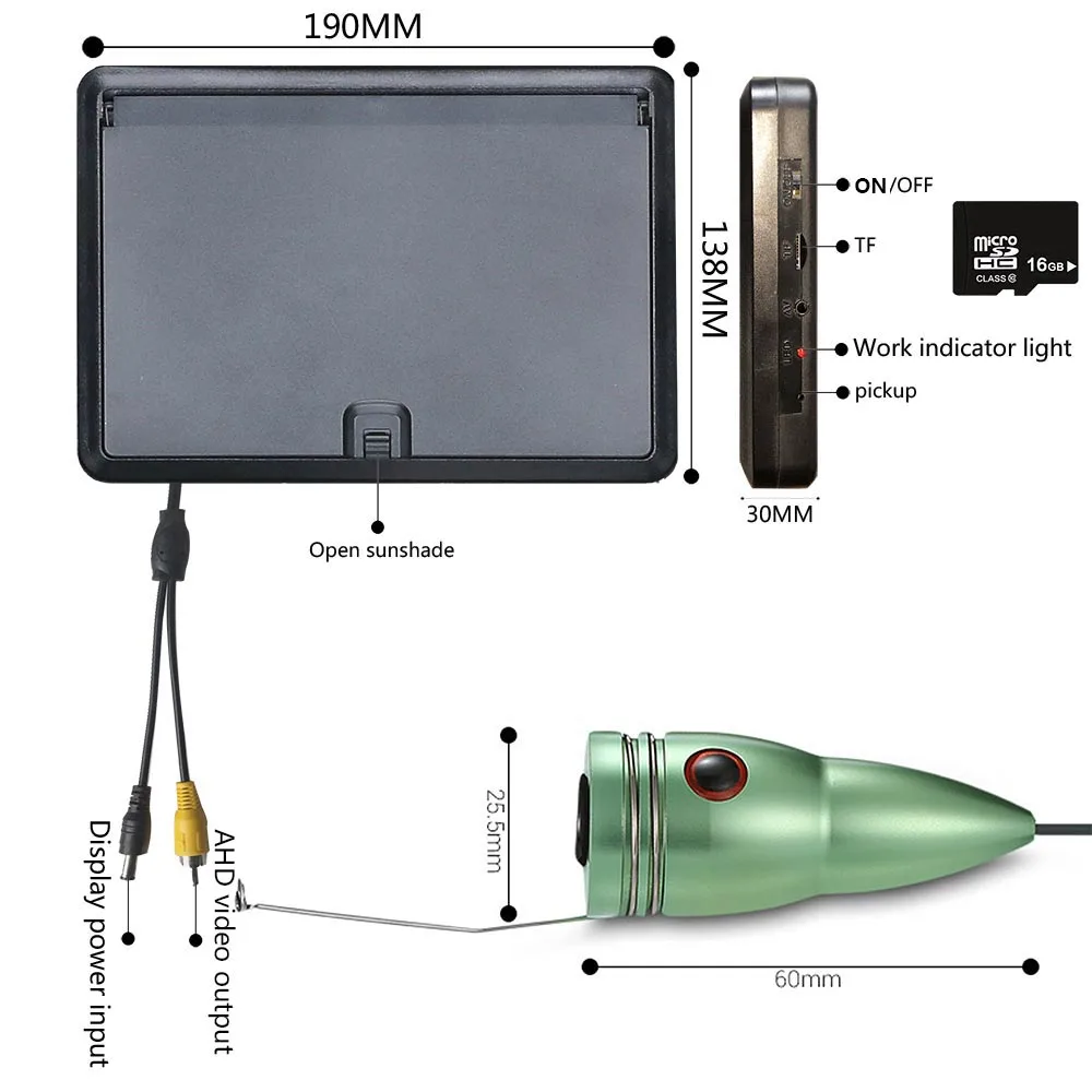 Рыболокатор подводная рыбалка 1080P камера комплект 7 дюймов wifi беспроводной 16 Гб Видео Запись DVR+ 15 м 6 Вт ИК камера