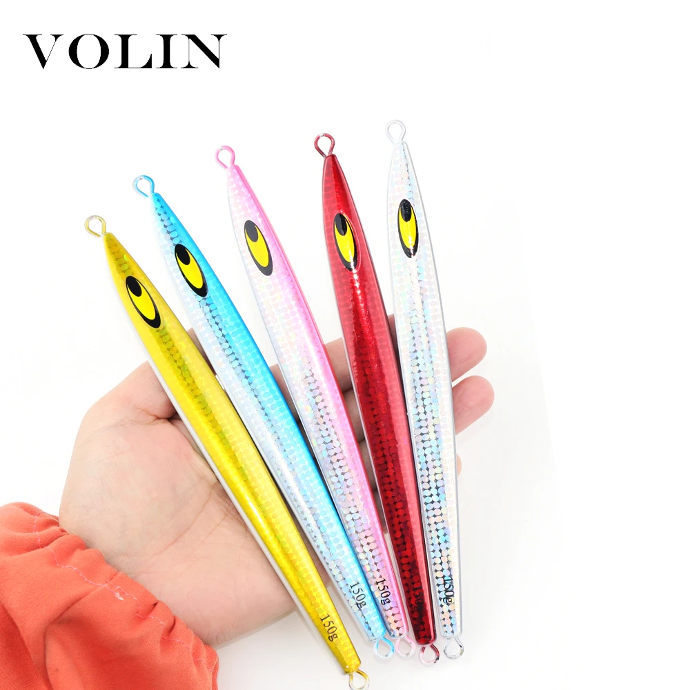 

VOLIN NEW 1pc Jigging Metal Fishing Lure 120g 150g Hard Lure Luminous Artificial Bait 3D Eyes Bass Fishing Takle
