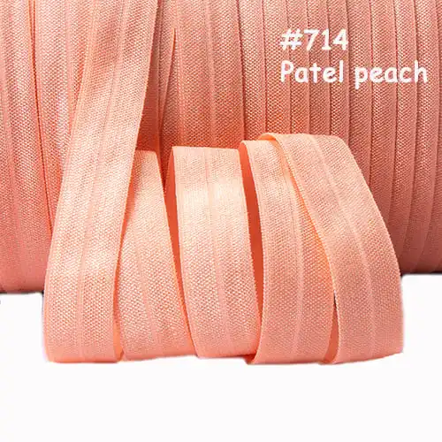 714 petal peach 100 ярдов/рулон) Высокое качество 5/" сплошной цвет спандекс нейлон складной над эластичным врагом - Цвет: 714 petal peach