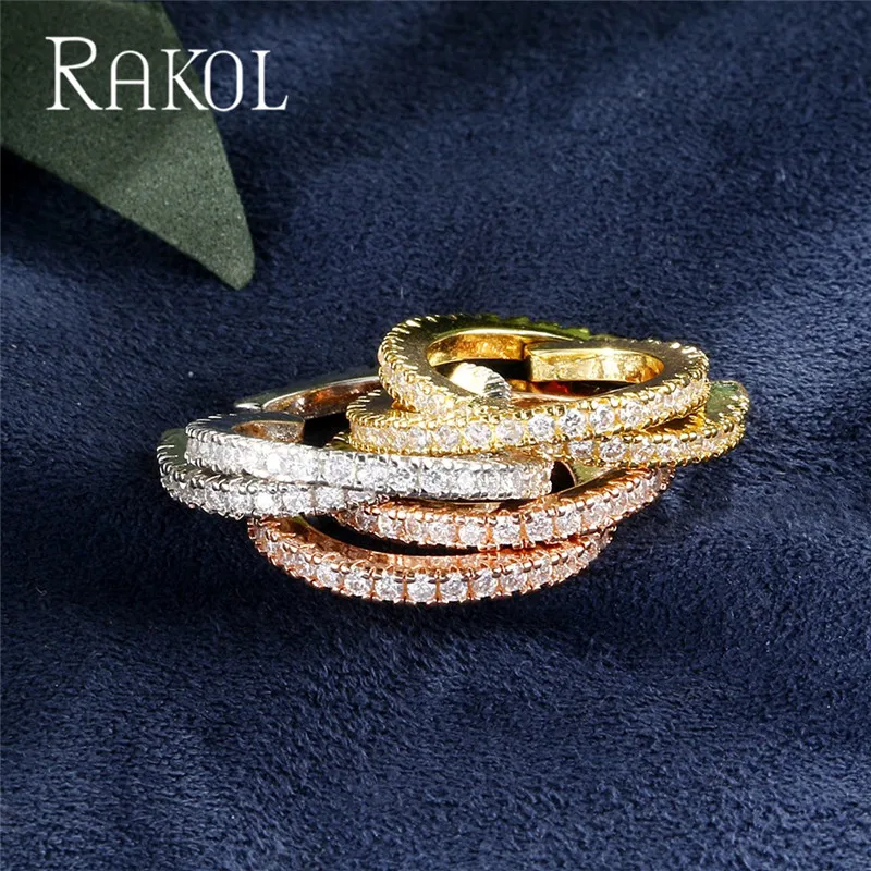 RAKOL модная одежда высшего качества C Форма Micro Pave Cz циркония Круг Клип серьги милые вечерние ювелирные изделия с фабрики RE23818
