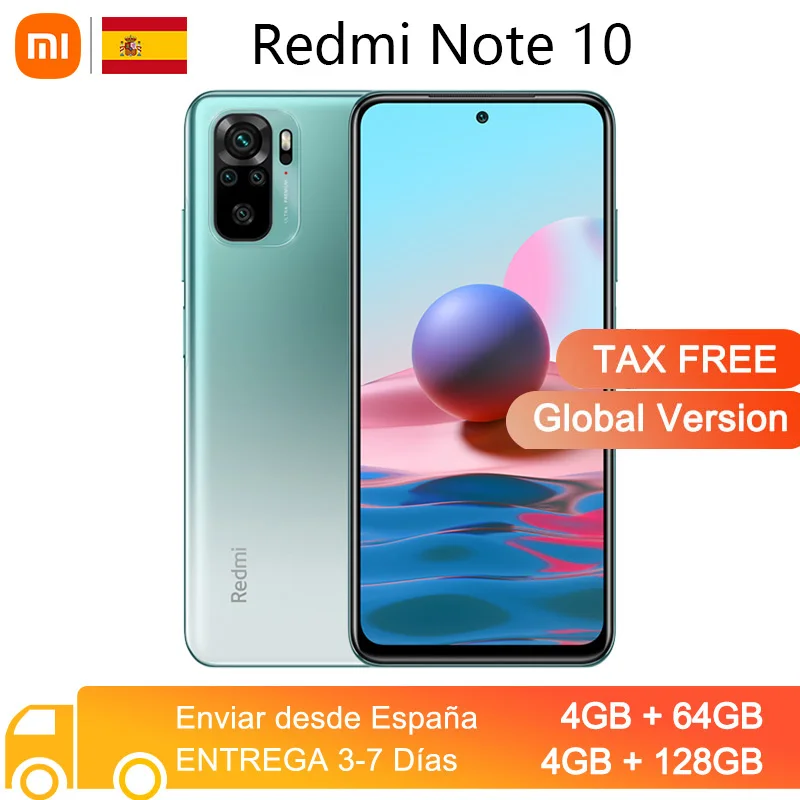 Xiaomi Redmi Nota 10 versión Global 4GB RAM 64GB / 128GB ROM 48MP Quad Cámara Snapdragon 678 de 6,43 Pantalla AMOLED teléfono móvil