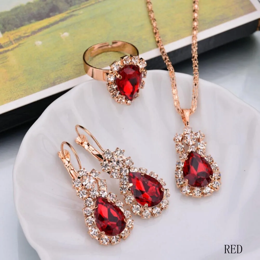 Аксессуар идеальный Капля воды ожерелье/серьги/кольцо набор роскошный тренд Модный стильный