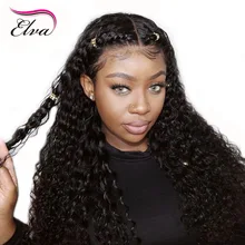 Волосы ELVA кудрявые 13x6 человеческие волосы на кружеве парики с детскими волосами предварительно сорванные парики для черных женщин бразильские волосы remy