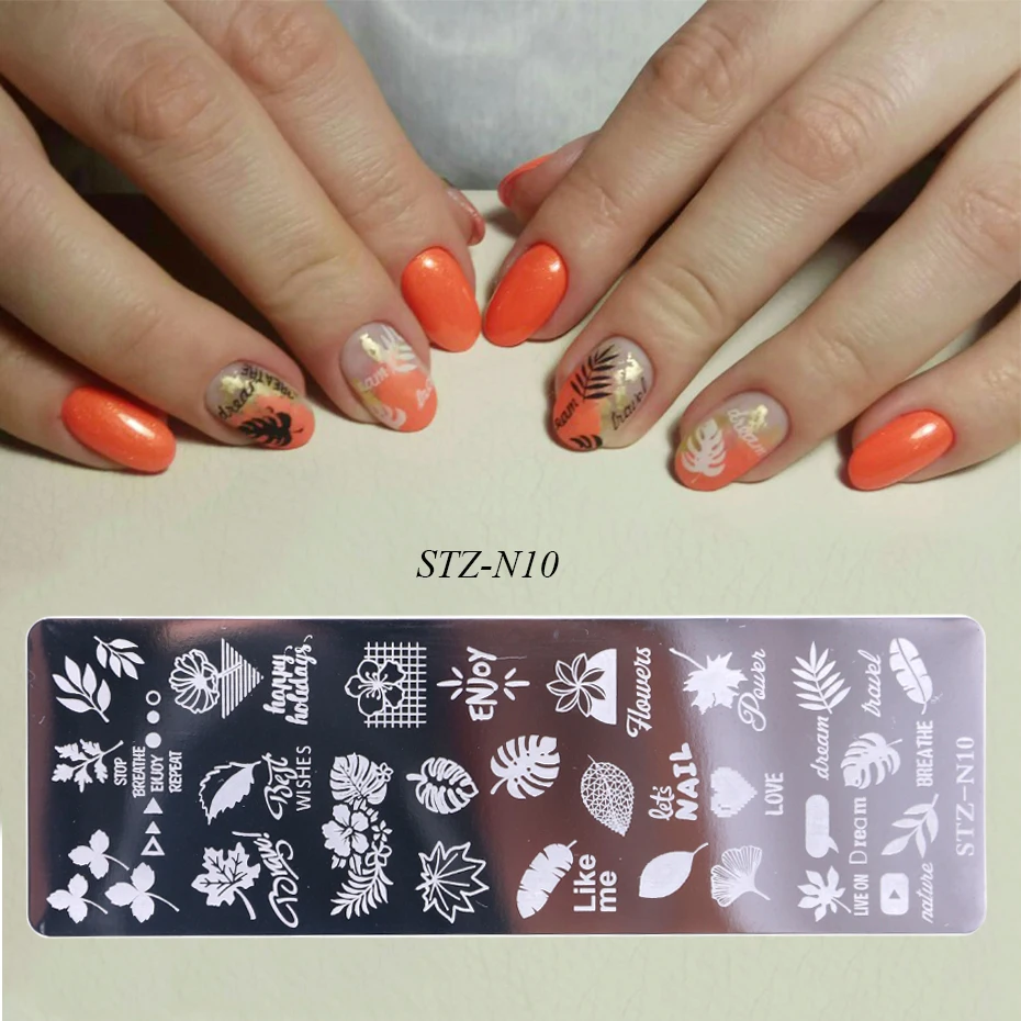 1 шт рождественские пластины для стемпинга ногтей Снежный Цветок трафарета в форме листьев для ногтей Лаки шаблоны для маникюра нейл-арта штамп LASTZN01-12-1