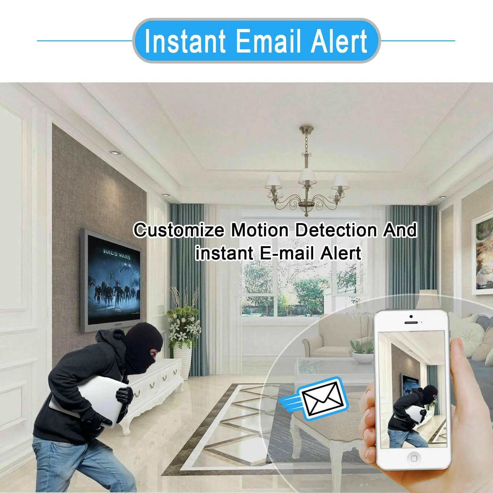 Anspo Black Wireless Security Camera System 8CH HD 1080P CCTV WIFI Kit NVR Outdoor With HDD