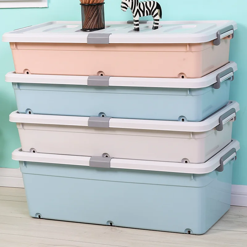 

Extra Large Bed Storage Box Double Cover Pulley Finishing Box Thick Plastic Storage Box Plastic Clothes Storage Box
