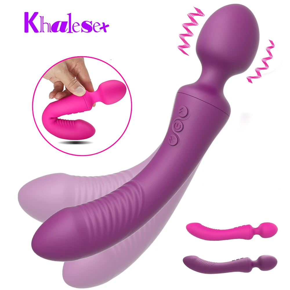 Powerful Dual AV Vibrator for Woman Magic Wand Massager Clitoris Stimulator G Spot Silicone Adult Sex Toys Female Masturbation