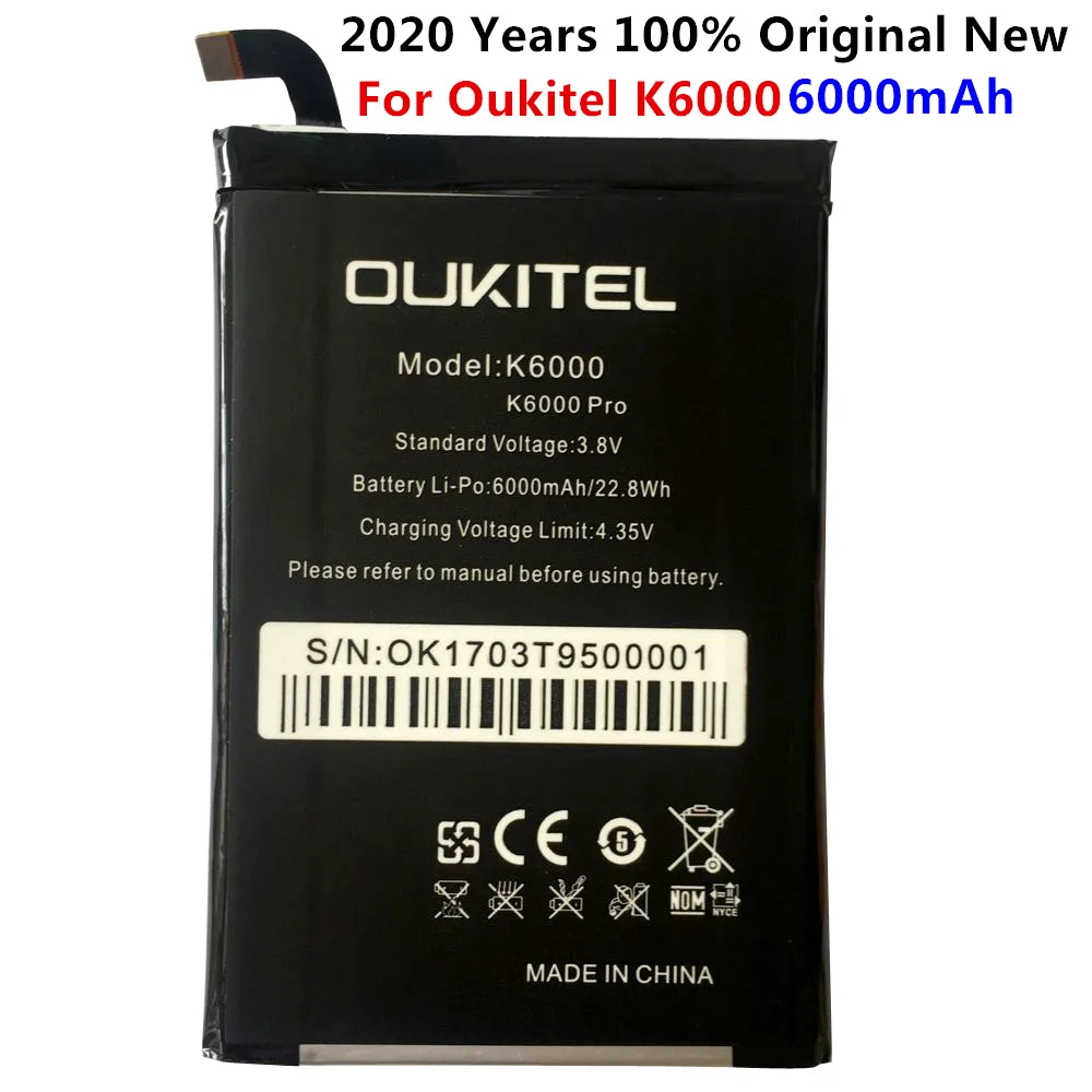 Oukitel K6000 Pro Battery Replacement Original Large Capacity 6000mAh Back Up Batteries For | Мобильные телефоны и
