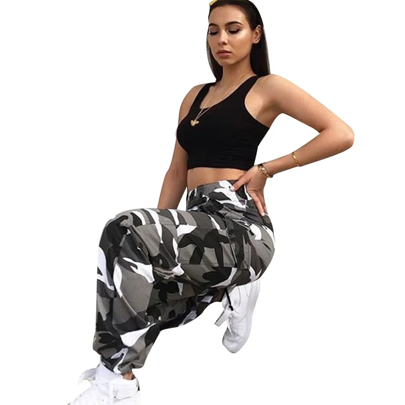 

Plus Size Pants Women Casual Autumn Cargo Pants Loose Camouflage Multicolor Print Sweat Pants Mid Waist Sweatpants Female Winter