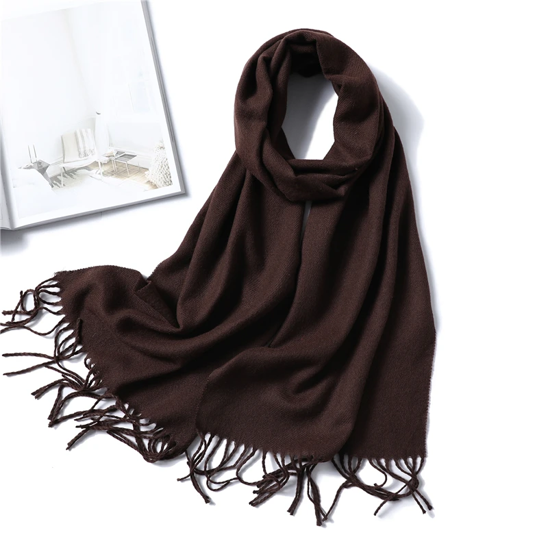 Твердый женский шарф модные кашемировые зимние шали и обертывания женские пашмины бандана шеи теплые шарфы с кисточкой - Цвет: x1