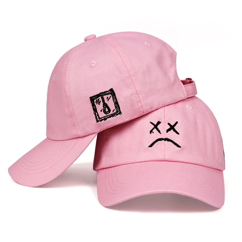 Lil Peep Dad шляпа с вышивкой хлопок Бейсболка Sad face xxxtentacion хип-хоп кепка Golf Love lil. peep Snapback для женщин и мужчин - Цвет: New Pink