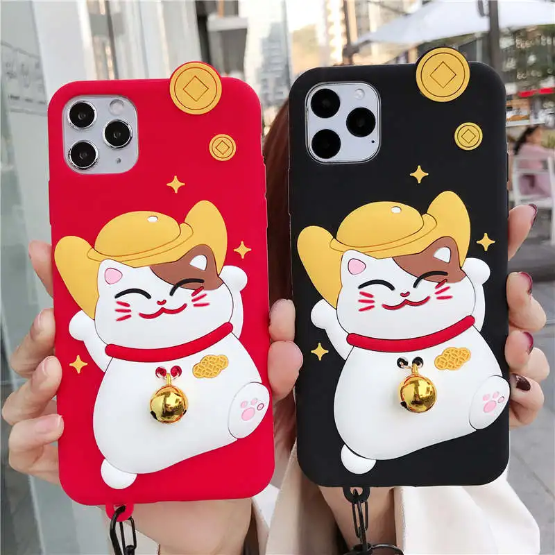 Для Apple iPhone 11 Pro XS Max милый мультяшный Китайский Новый Год счастливый кот монета