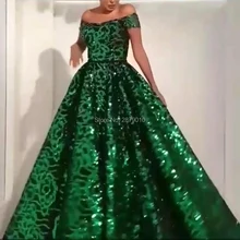 Блестящее зеленое вечернее платье трапециевидной формы с блестками и открытыми плечами, вечерние платья полной длины, официальное Клубное платье на молнии